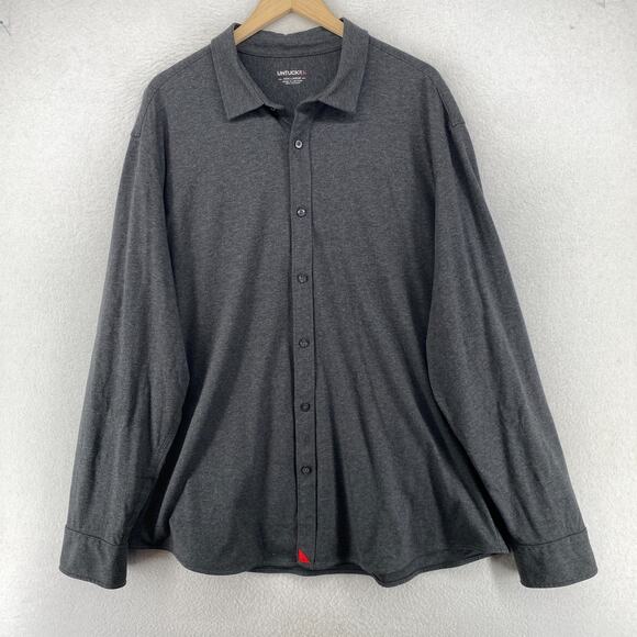 UNTUCKIT Shirt Mens 3XL Jersey Button Up Long Sleeve 100% Cotton Gray - Picture 1 of 10